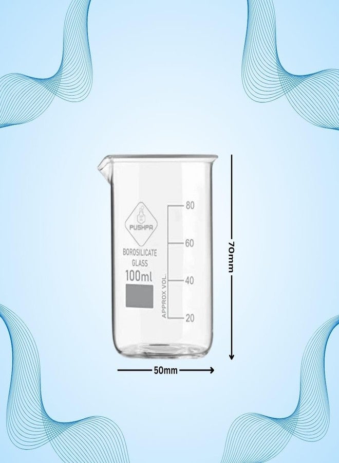 PUSHPA Borosilicate Glass Measuring Beaker With Graduation Marks For School Colleges And Chemistry Lab (100 ML, 1) - Image 2